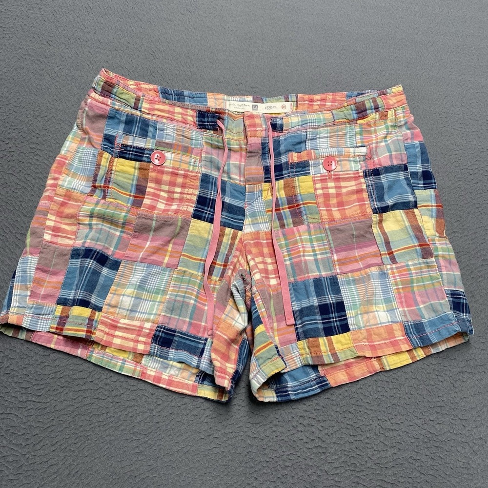 Gap Shorts Womens 27 Multicolor Patchwork Madras Chino Cotton Casual 3.5 In
